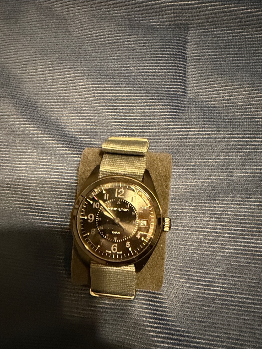 Hamilton Men's Black Dial Field Watch with Gray NATO Strap